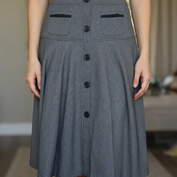 Larry Levine Gray Button-Front A-Line Skirt Bin 05 - Picture 1 of 2